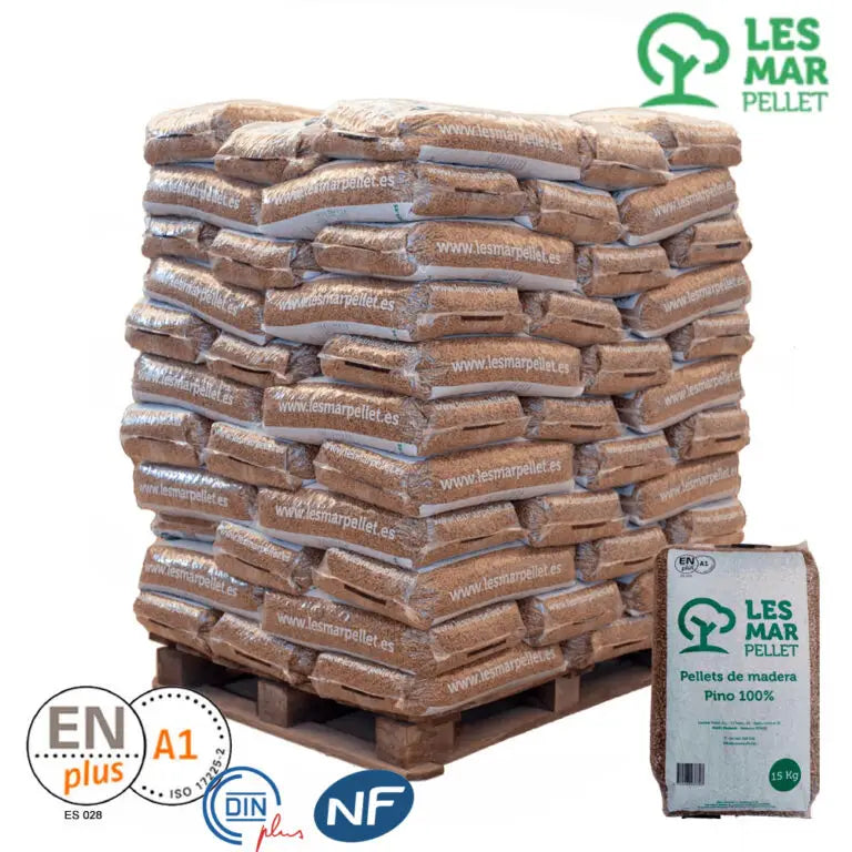 Lesmar-pellet-1-768x768-1.jpg Pallet di 77 sacchi di pellet Lesmar certificato ENPLUS Pin 100% 15Kg - immagine 1